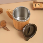 Bamboo & Stainless Steel Mug with Handle and Lid